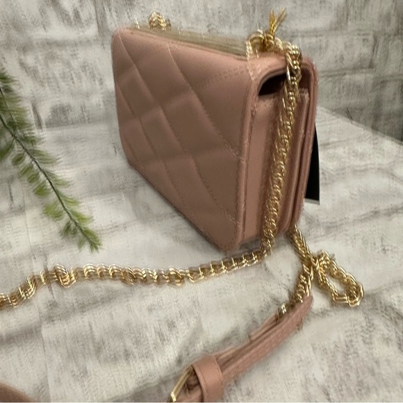 NWT BEBE Abigail Blush Pink Crossbody Gold Tone Chain Bag Purse - Picture 7 of 8